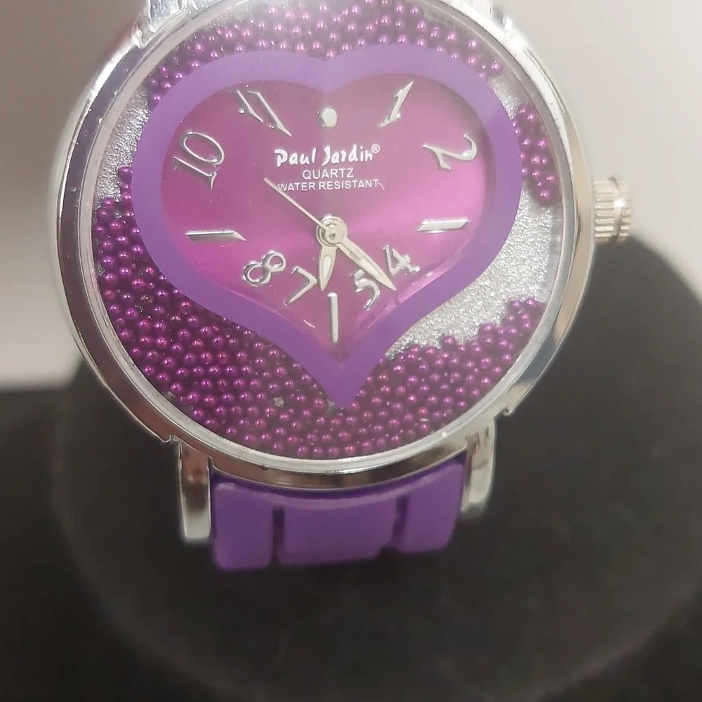 Paul Jardin Purple Stainless Steel Water Resistant Analog Silicone Watch